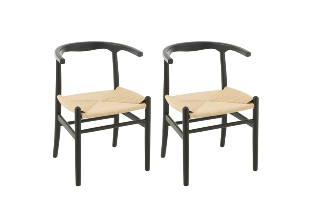Chaises+de+salle+à+manger+en+corde+et+bois+de+hetre+noir