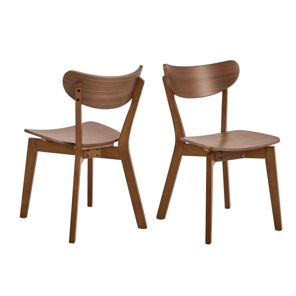 Lot de 2 chaise scandinave en bois finition noyer