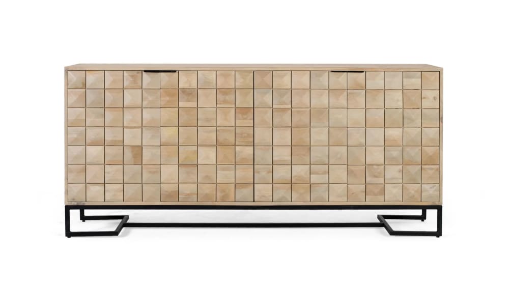 GINER Y COLOMER Handgeschnitztes und handgefertigtes Sideboard aus Mangoholz 180 cm Braun