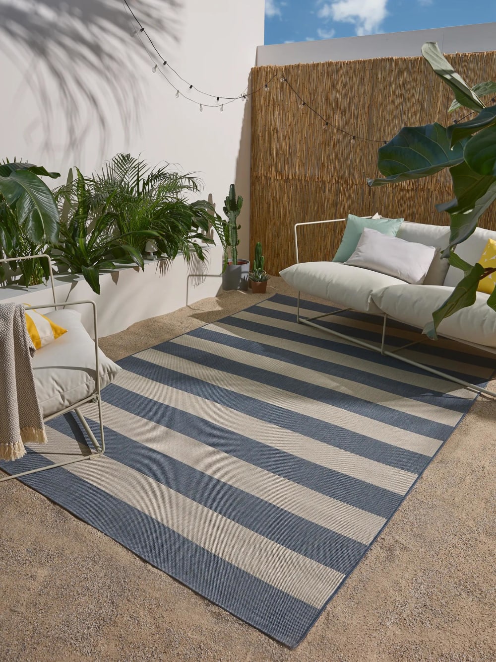 Tapis d'extérieur & intérieur bleu 140x200