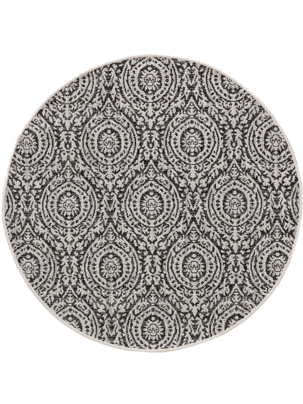 Tapis d'extérieur & intérieur rond blanc & noir D 120