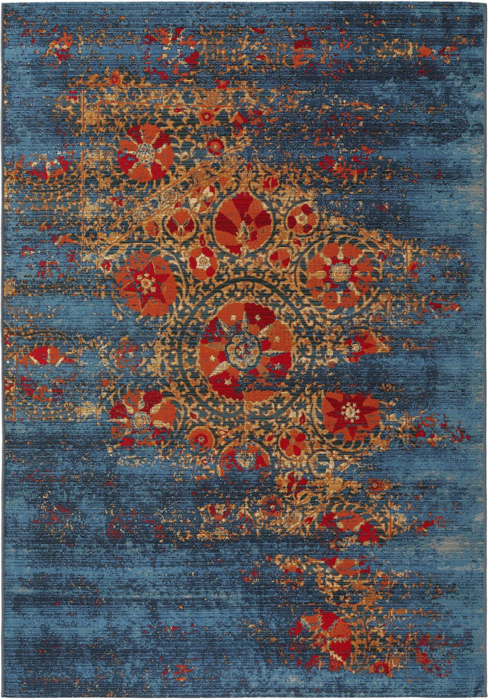 Tapis d'extérieur & intérieur multicouleur/bleu 160x235