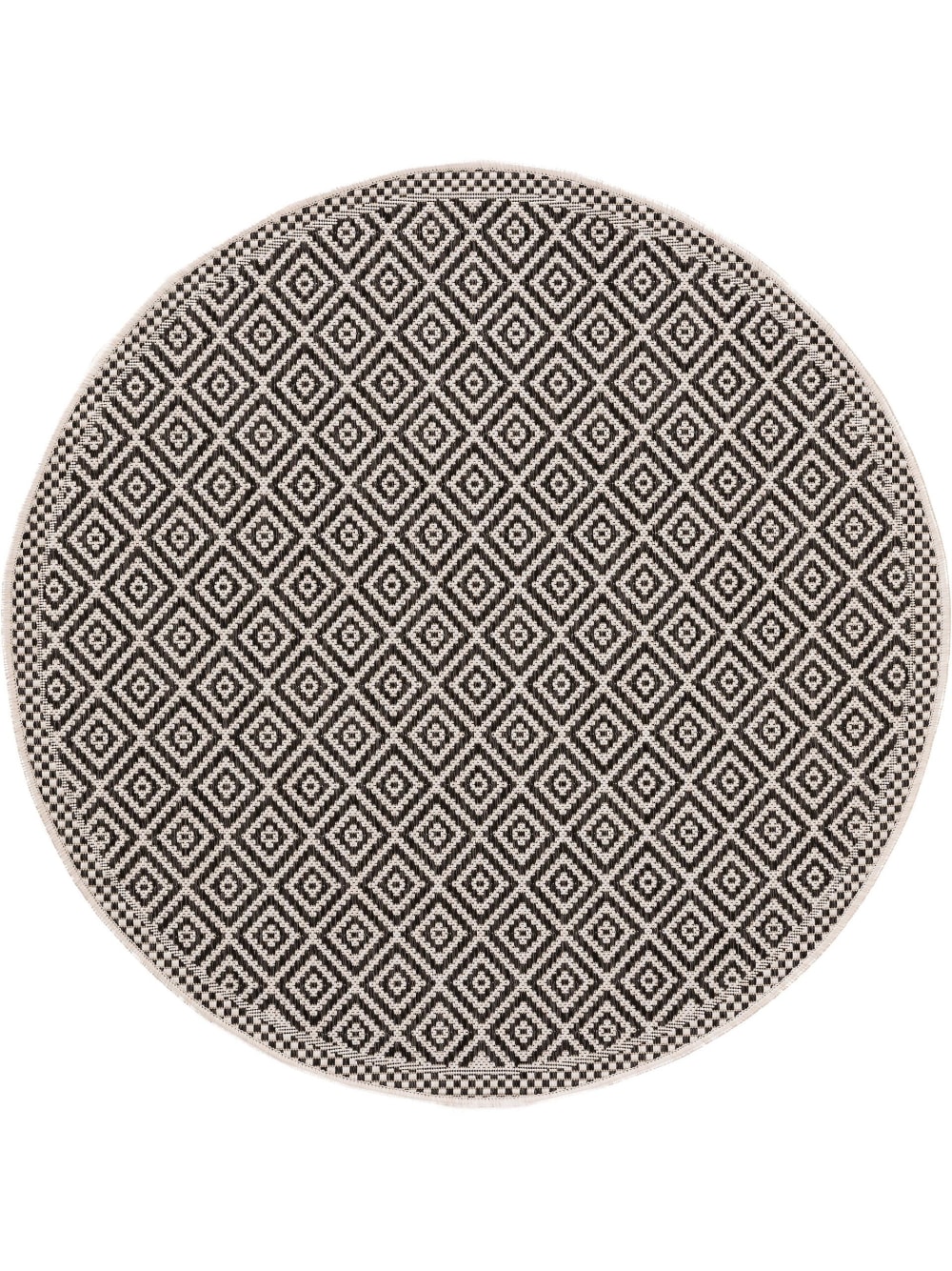Tapis d'extérieur & intérieur rond blanc & noir D 120