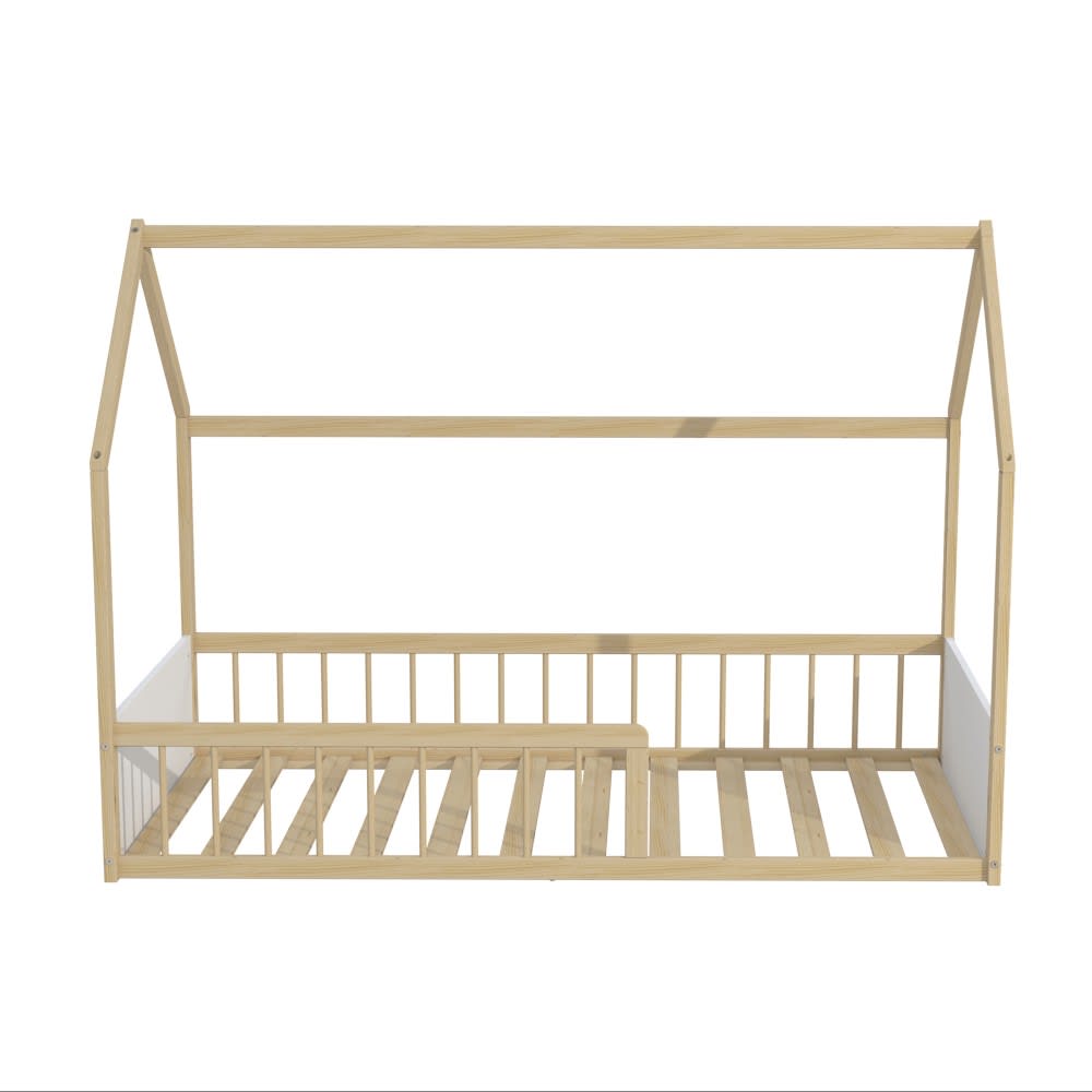 Lit cabane blanc et bois - clair
