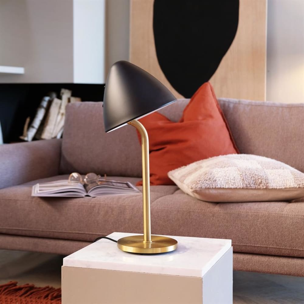 Dyberg Larsen Tischlampe aus Metall h 47 cm d 20 cm, Messing style modern Schwarz Metall