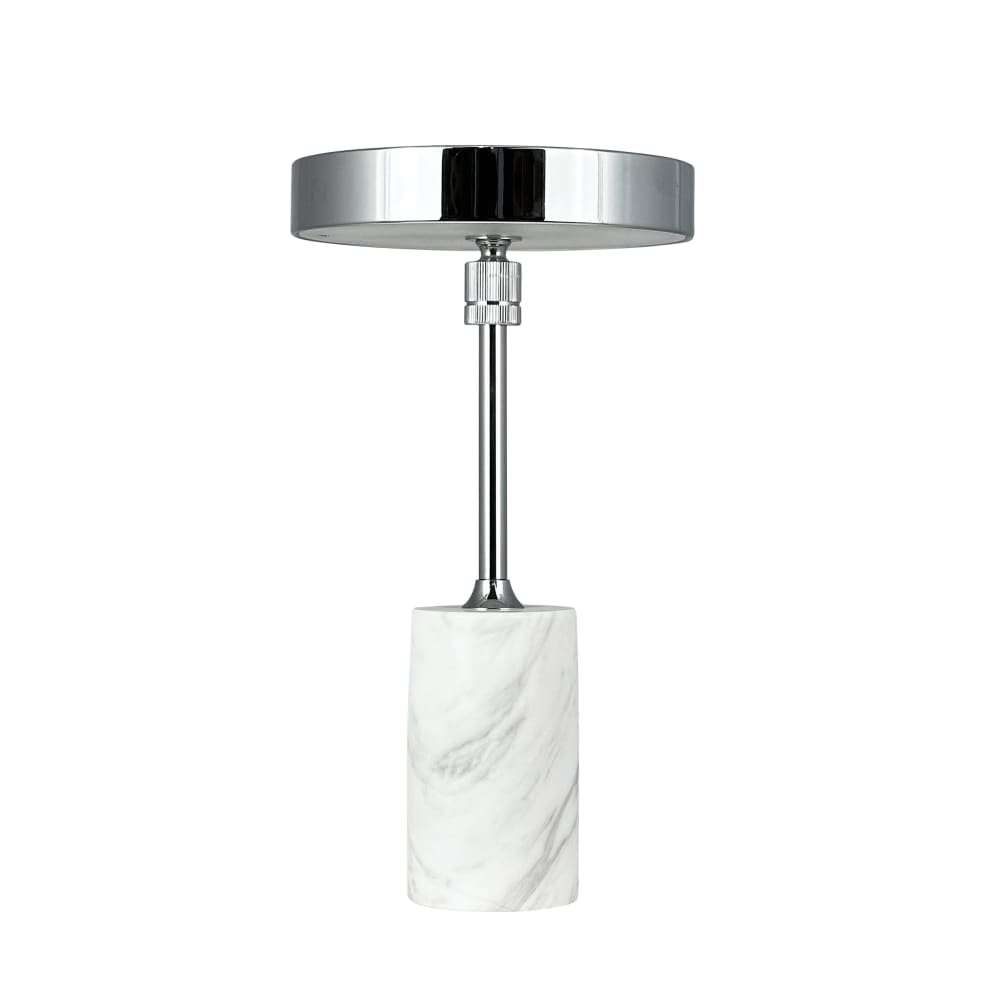 Lampe à poser en métal chrome marbre blanc