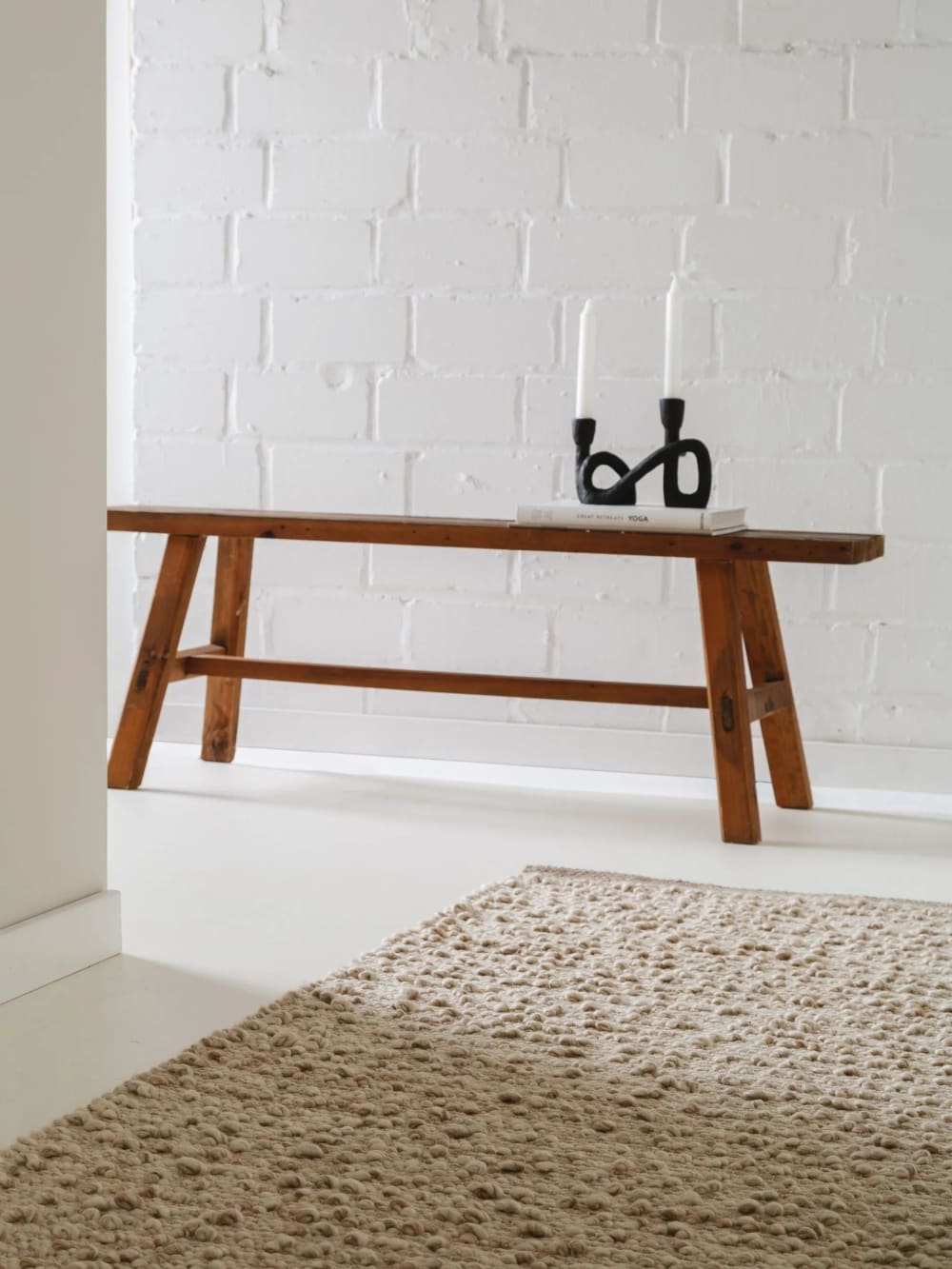 Tapis de laine beige 80x250 — vue 4
