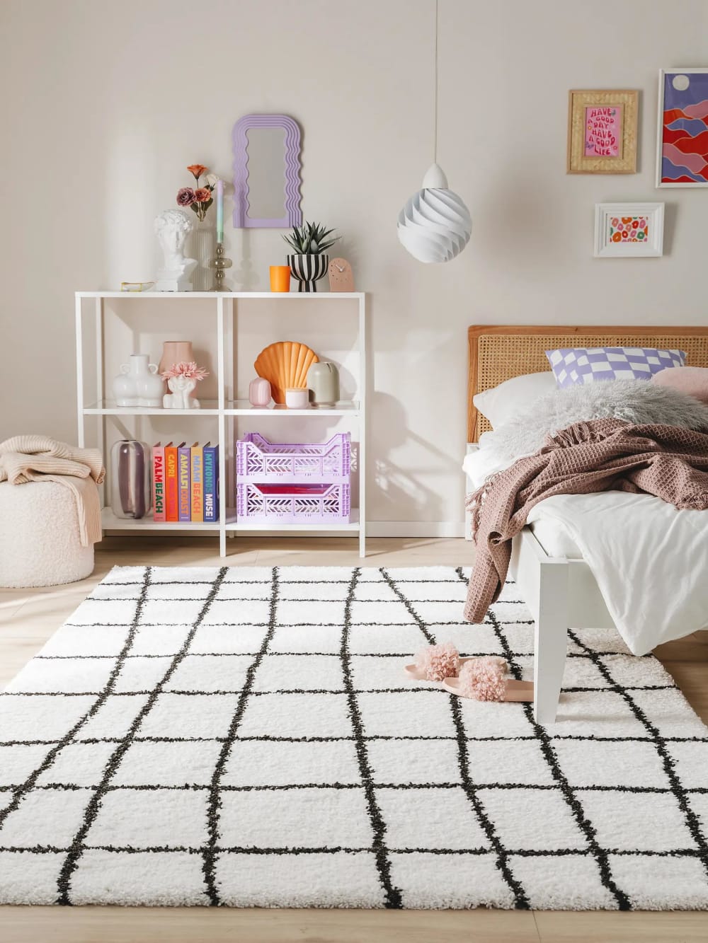 Tapis à poils longs noir & blanc 160x230 — vue 3