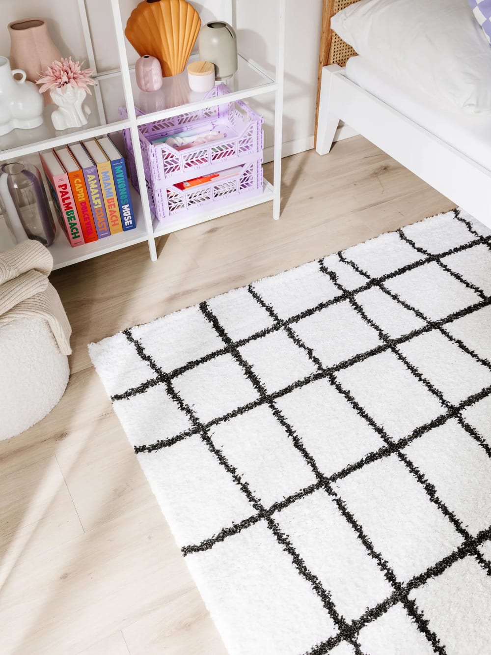 Tapis à poils longs noir & blanc 160x230 — vue 4