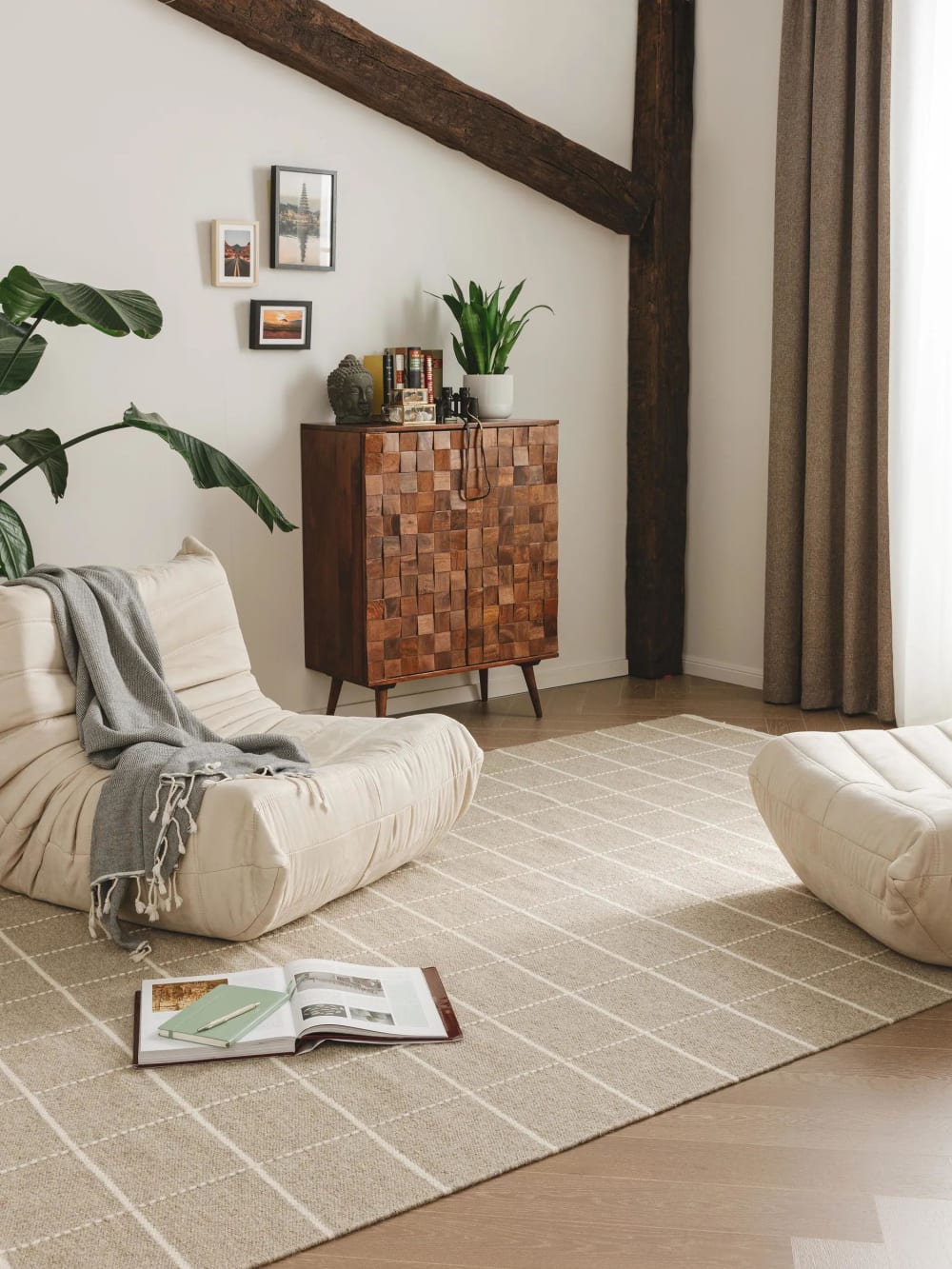 Tapis de laine taupe 120x170 — vue 3