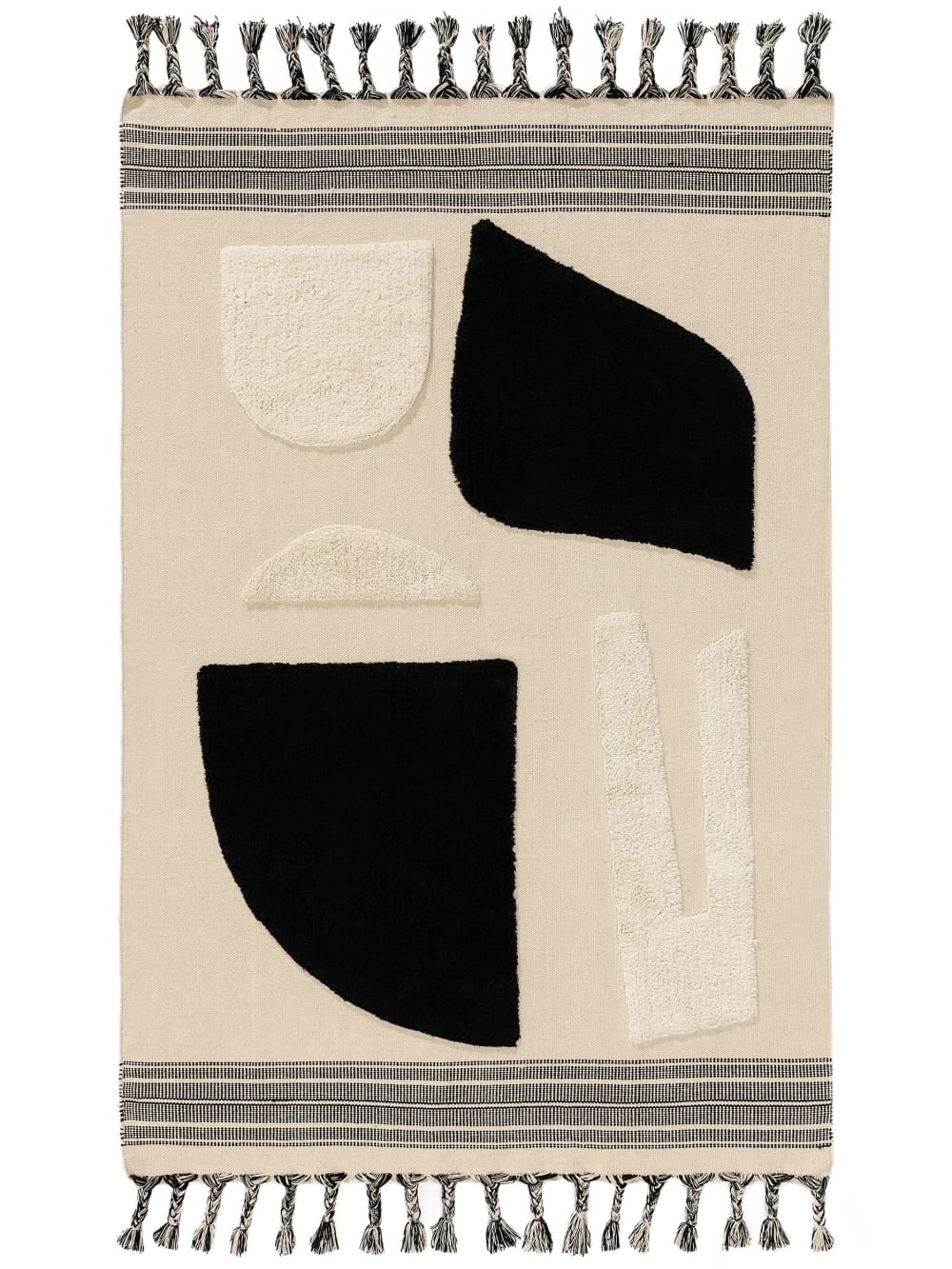 Benuta Baumwollteppich schwarz/weiß 160x230 style modern - Baumwolle