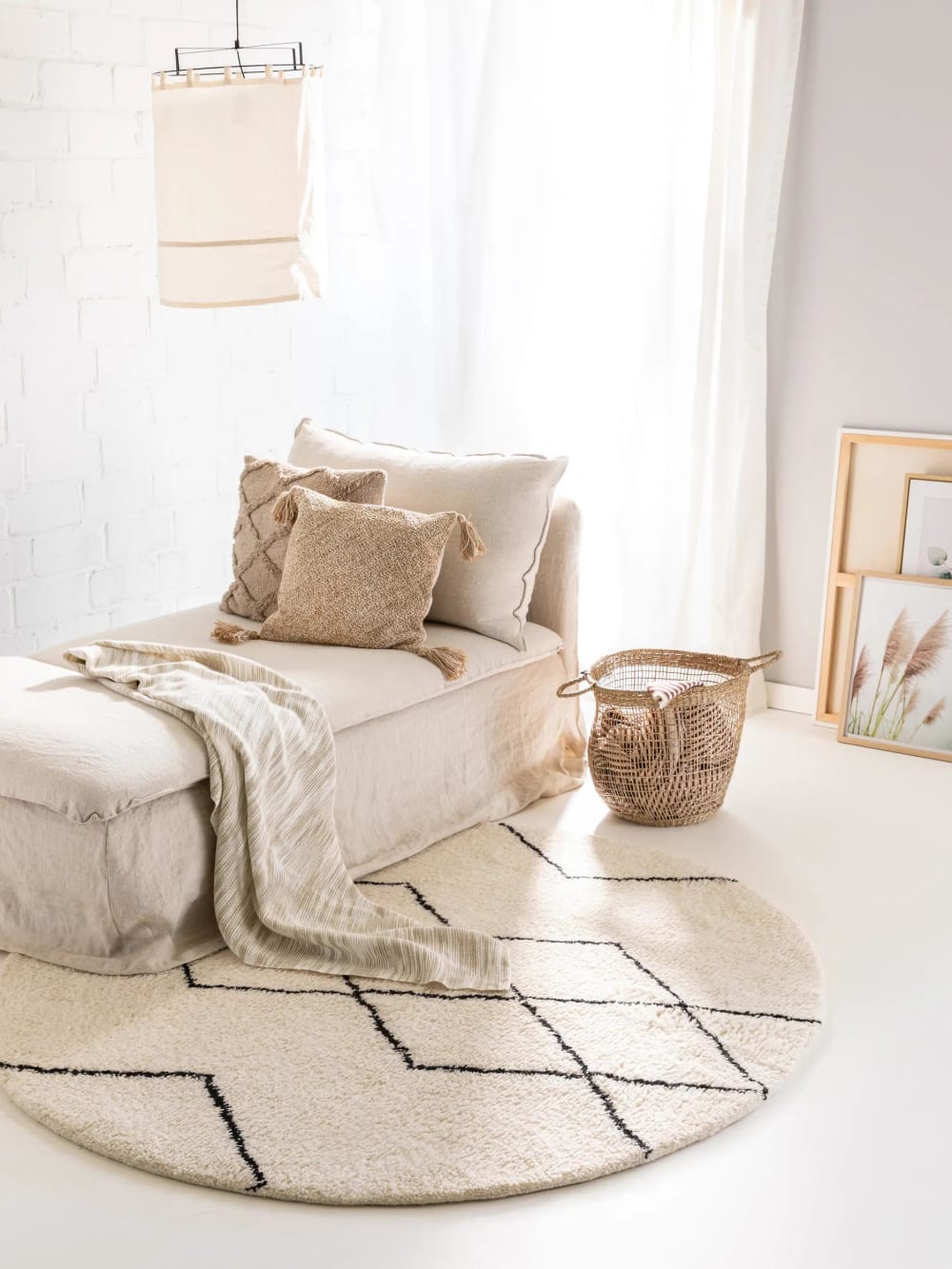 Tapis en laine rond crème D 100 — vue 3