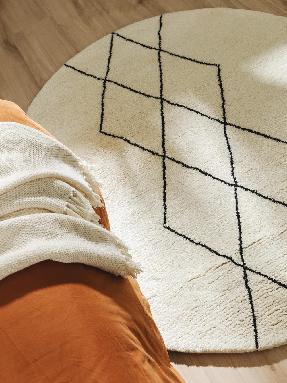 Tapis en laine rond crème D 100 — vue 4