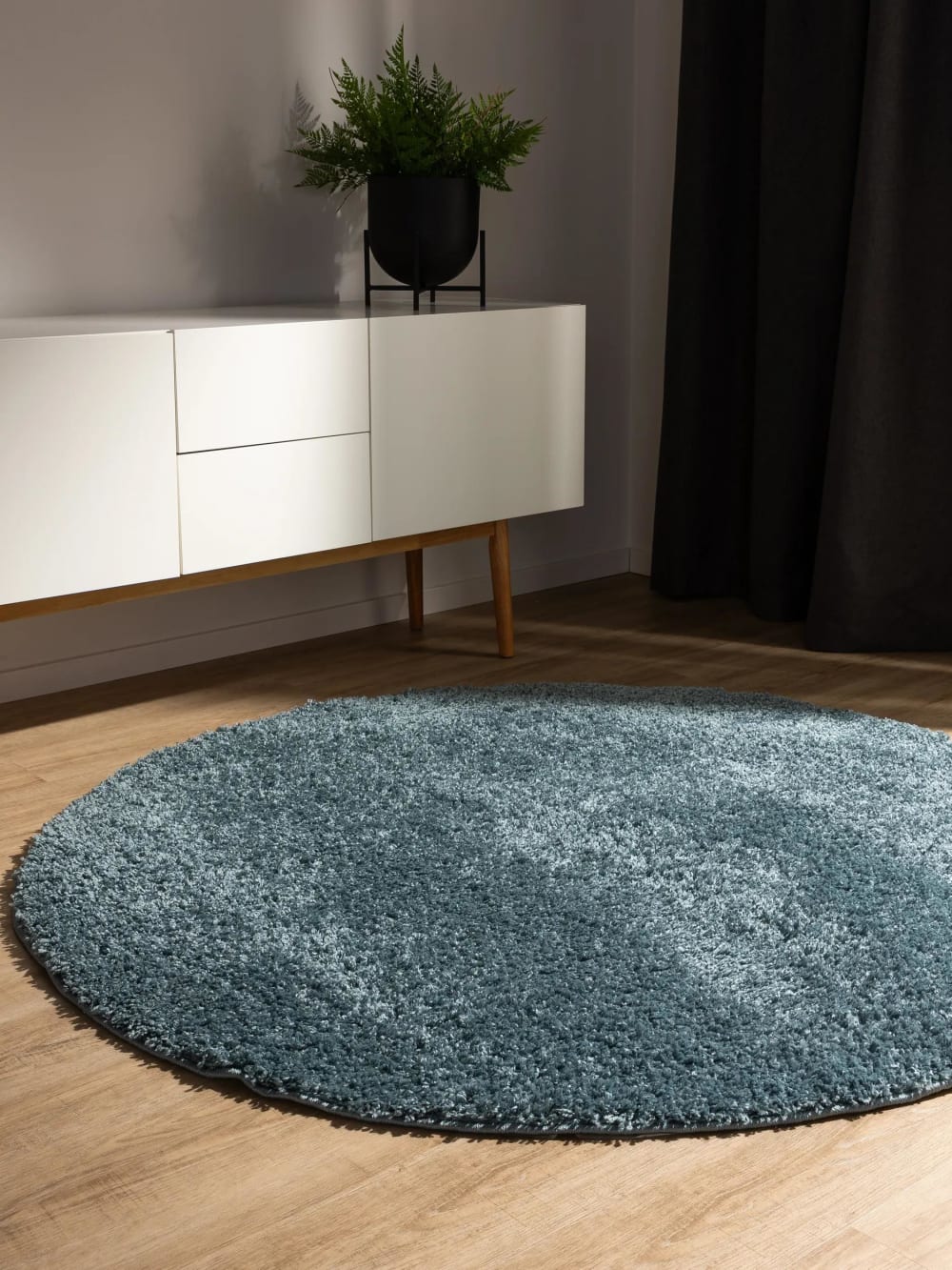 Tapis à poils longs bleu D 80 rond — vue 3