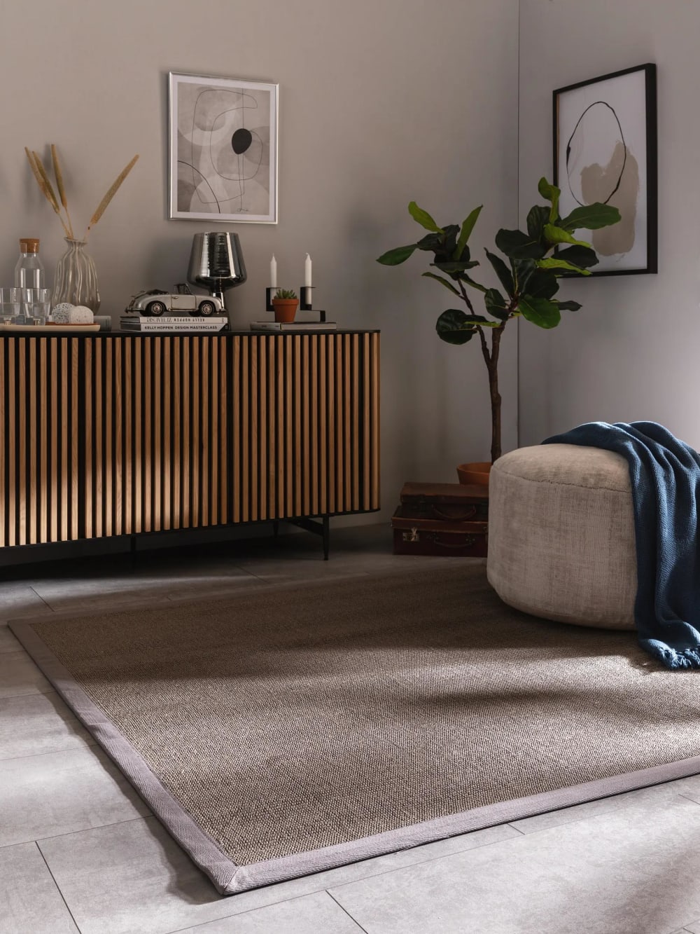 Tapis sisal gris 150x150 — vue 3