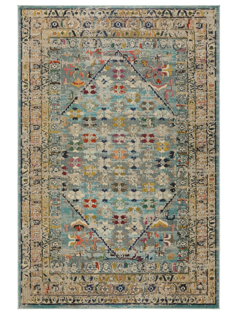Benuta Teppich blau 120x170 style vintage - Pvc - Polyvinlychlorid