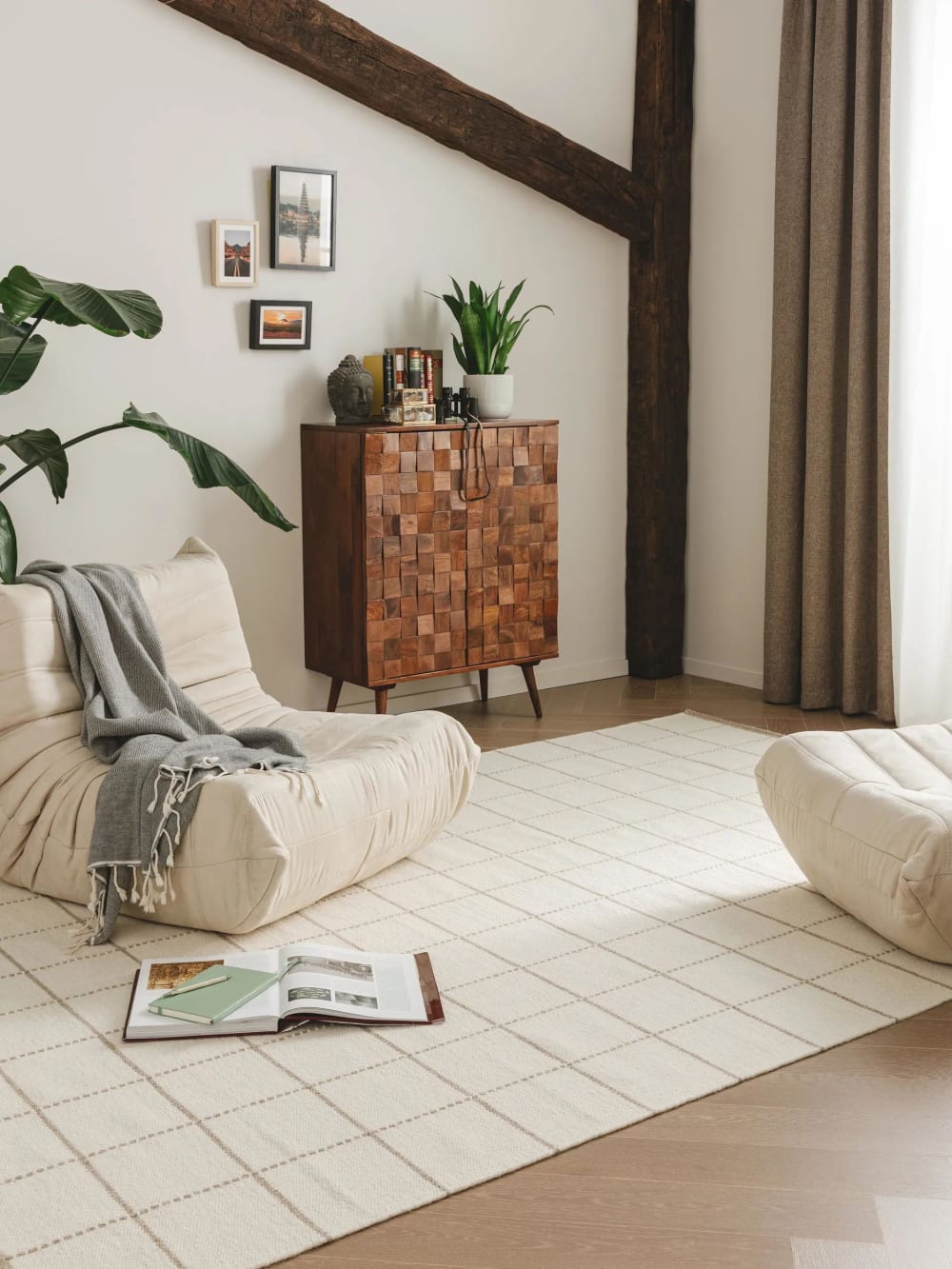Tapis de laine crème 120x170 — vue 3