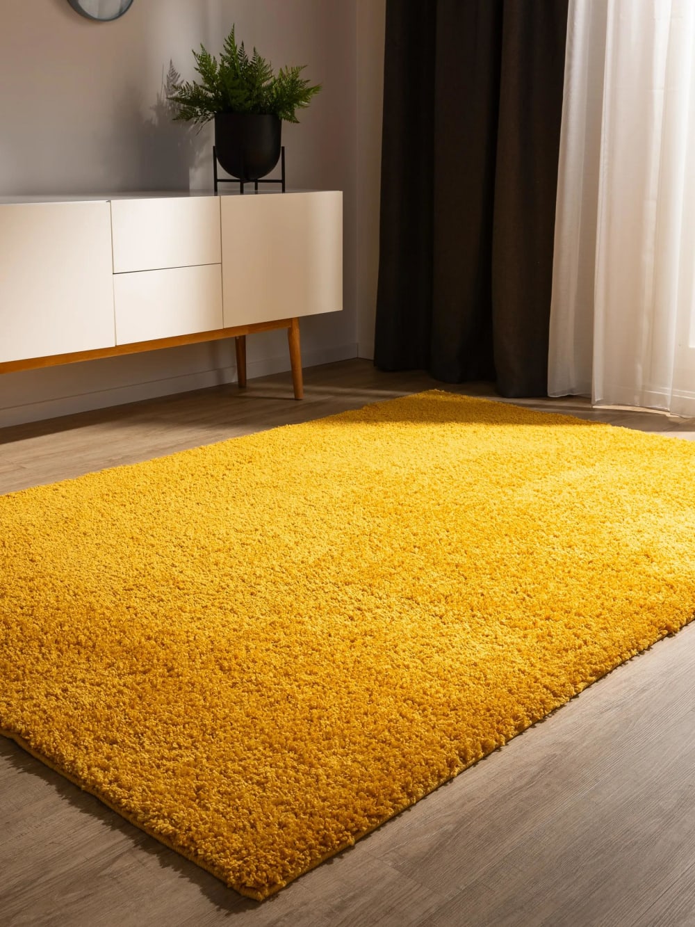 Tapis à poils longs jaune 200x290 — vue 3