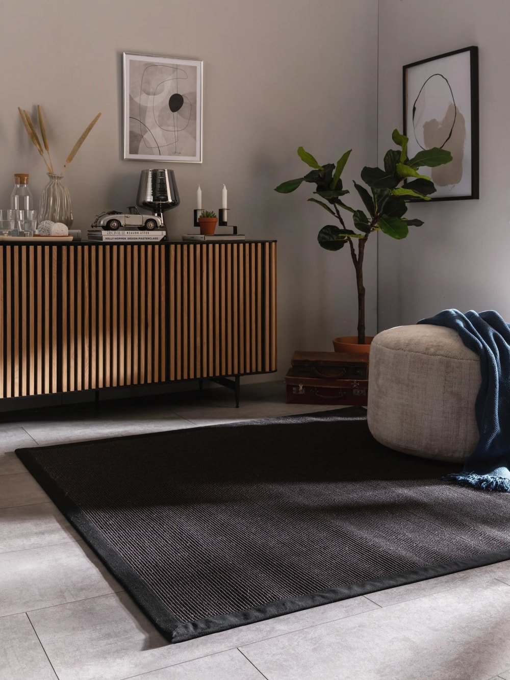 Tapis sisal noir 150x150 — vue 3