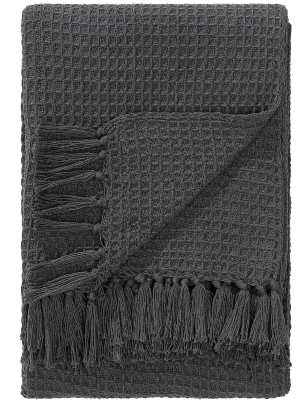Plaid en coton gris foncé 125x150