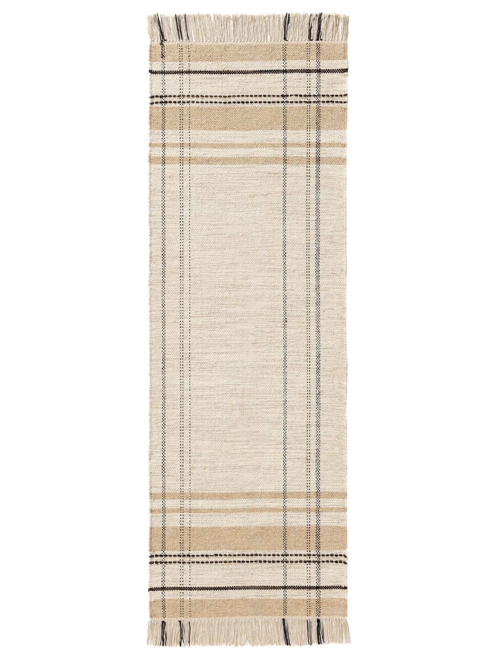 Tapis de couloir en laine beige 70x200