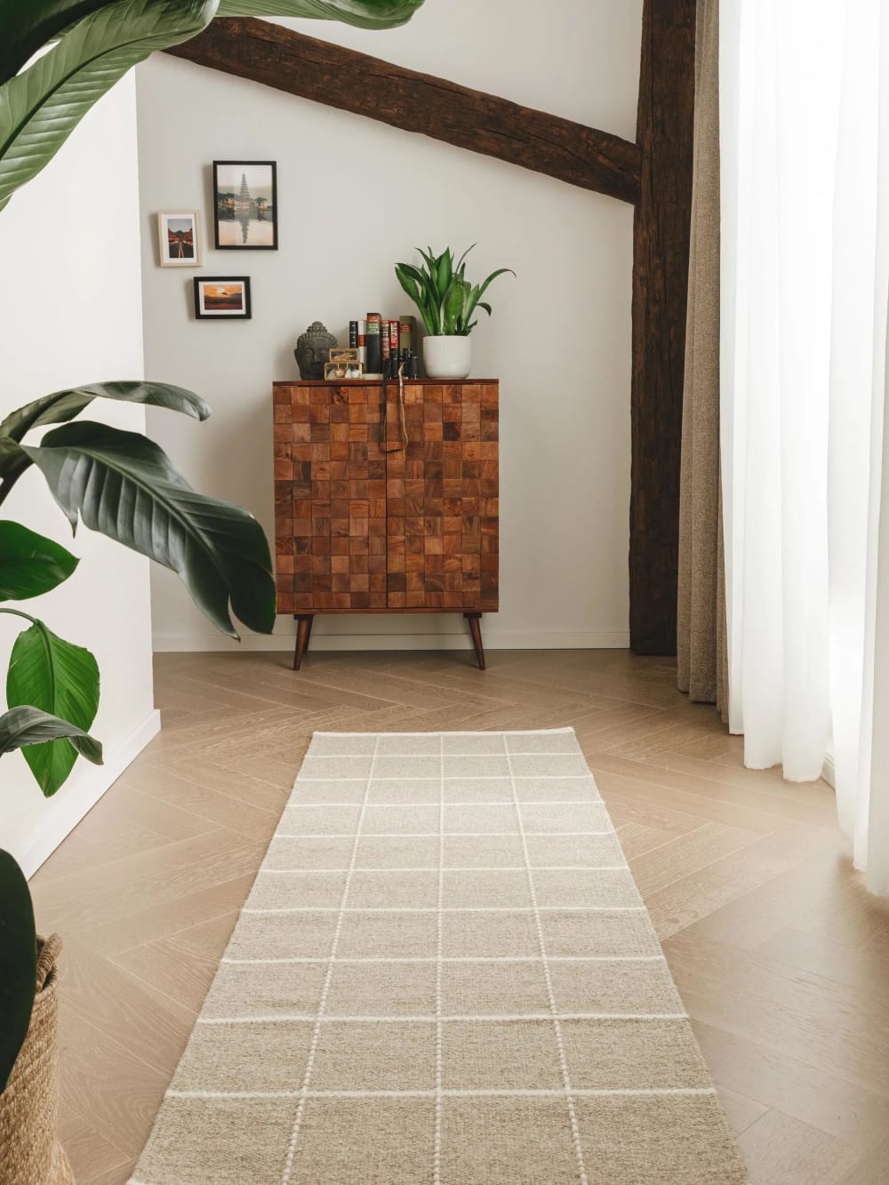 Tapis de couloir en laine taupe 70x200 — vue 3
