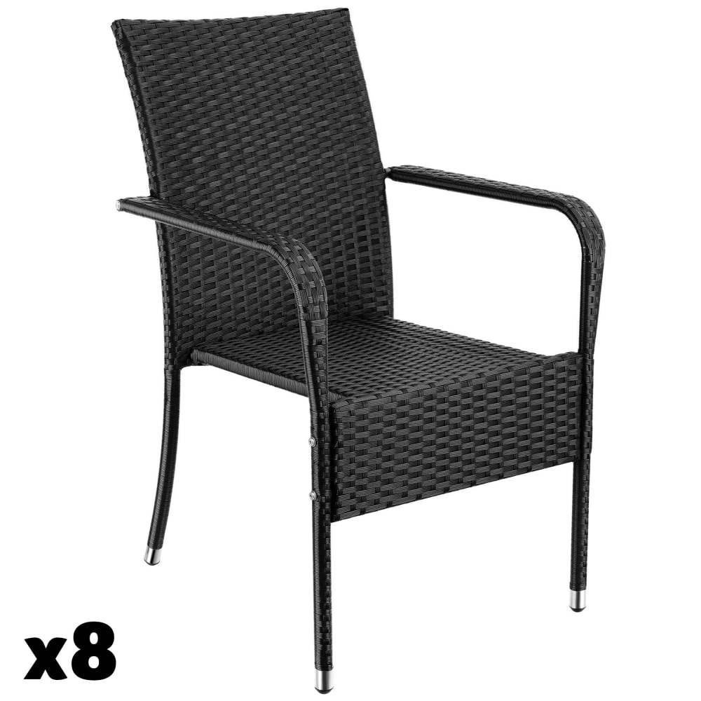 Lot de 8 chaises en rotin résistantes aux UVs capacité charge 120kg