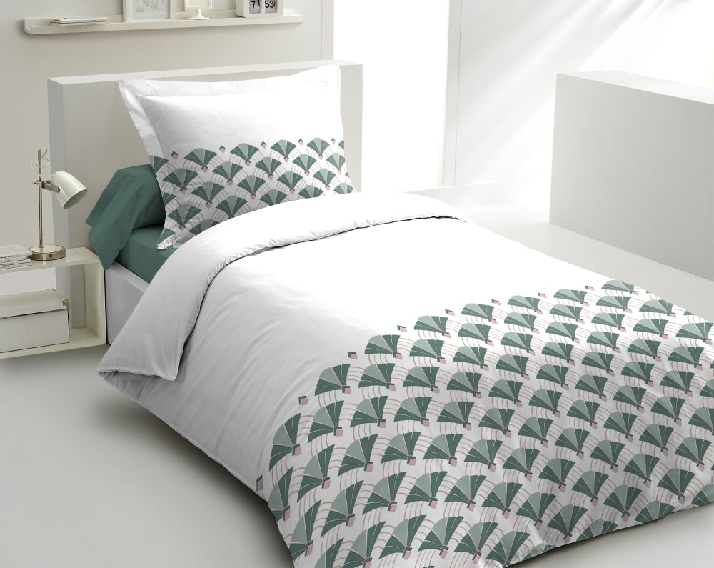 Parure de couette 2 pièces en percale de coton 140x200     VERT SAPIN
