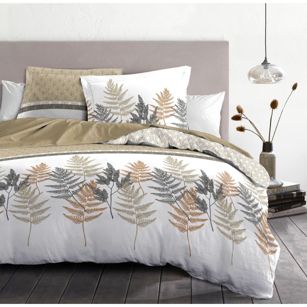 Parure de couette 2 pièces en percale de coton 200x200 BEIGE PRALINE — vue 4