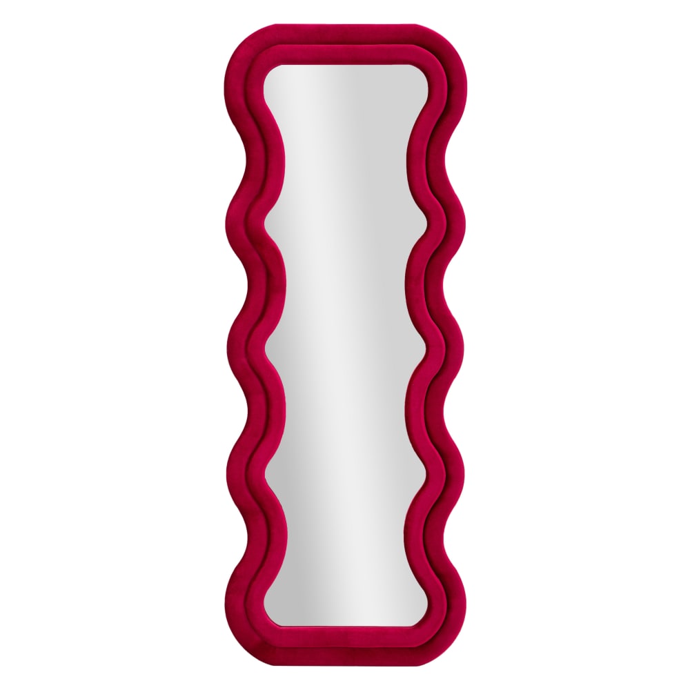Miroir mural en velours fuchsia 60x6x160 cm (taille miroir 42x144 cm)