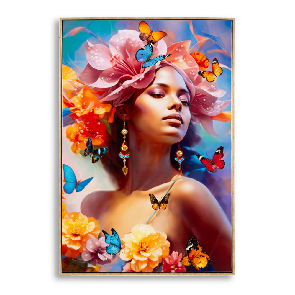 Peinture sur toile laquée avec cadre 62x4x92 cm