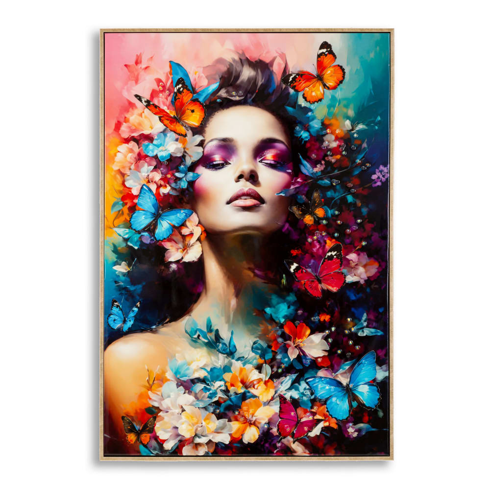 Peinture sur toile laquée avec cadre 62x4x92 cm