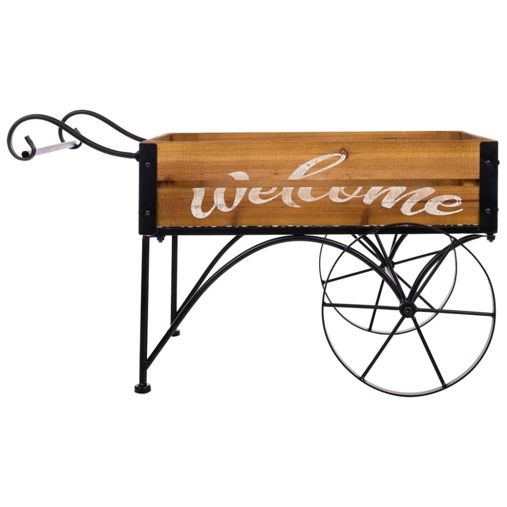 Brouette en bois et métal 62x32x40,5h cm