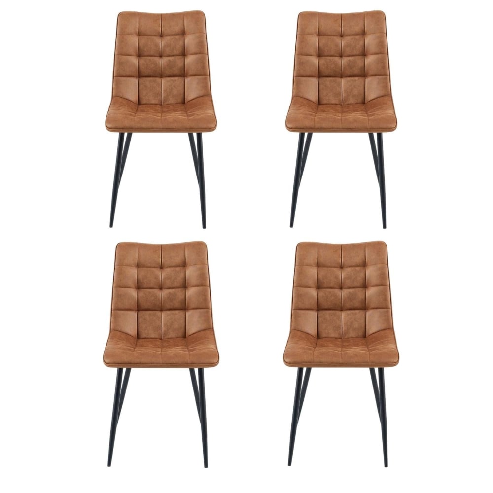Benoa 4er-Set Esszimmerstühle Lucille, Cognac Braun Stoff