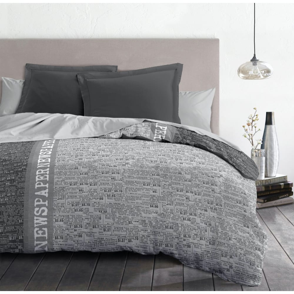 Parure de couette microfibre - Gris - 220x240 cm