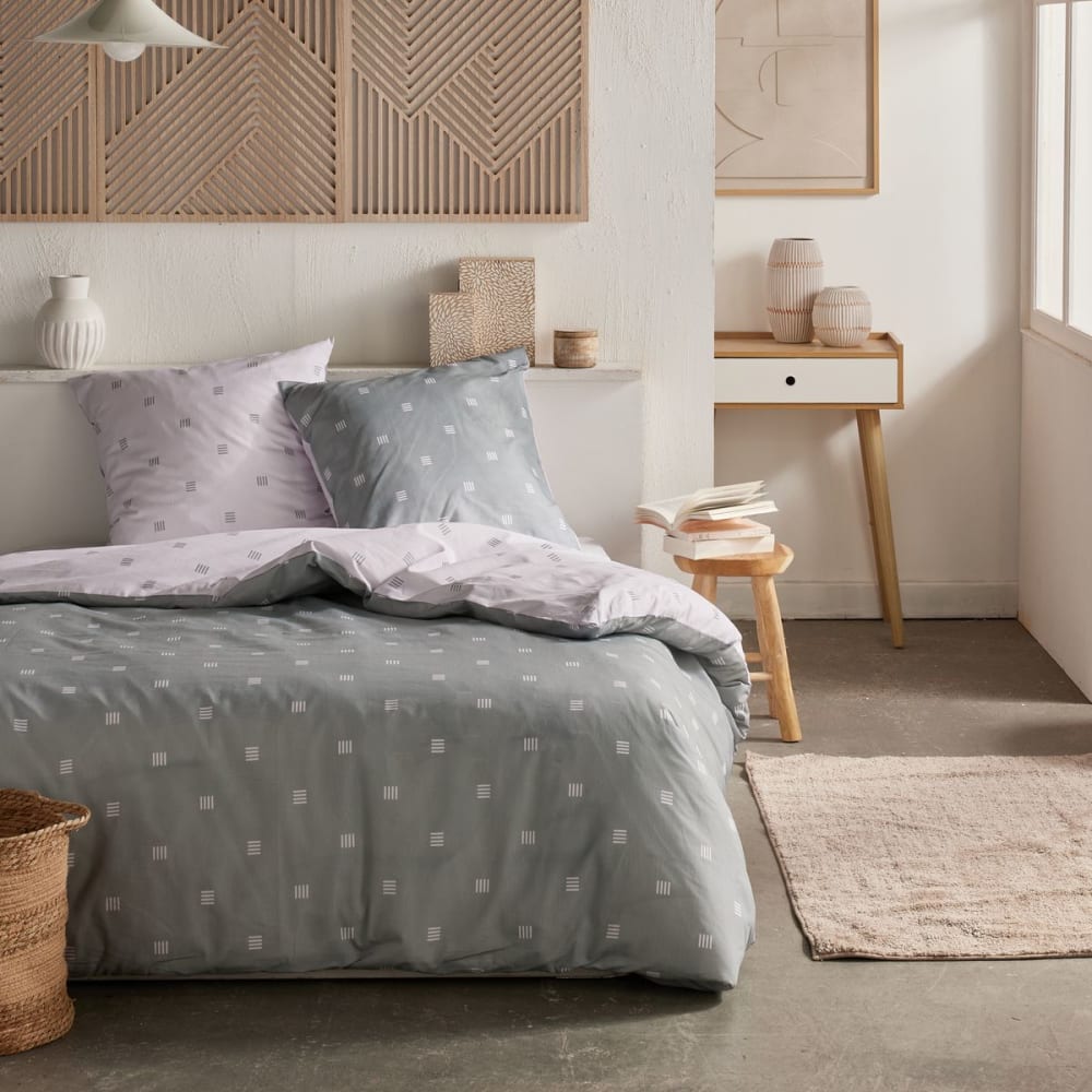 Parure de lit imprimé Pois  220x240cm Blanc