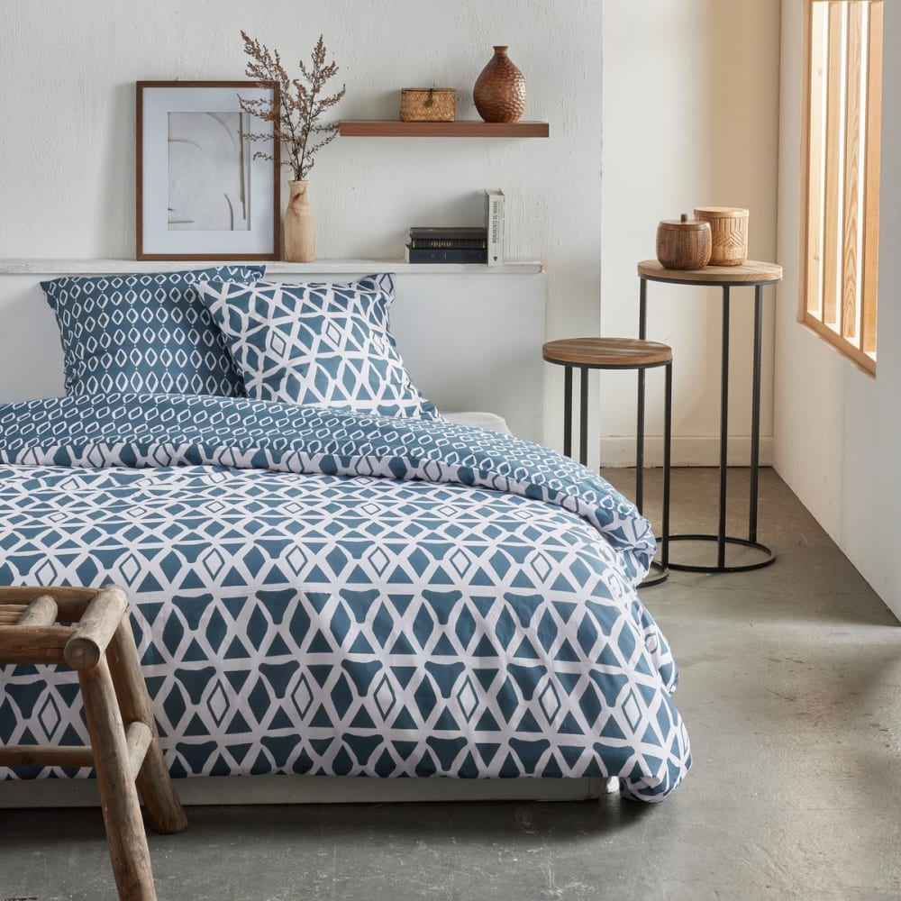 Parure de lit imprimé Graphique  220x240cm Bleu