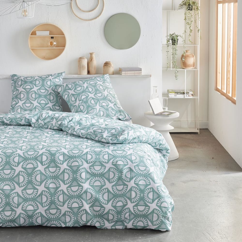 Parure de lit imprimé Graphique  220x240cm Bleu