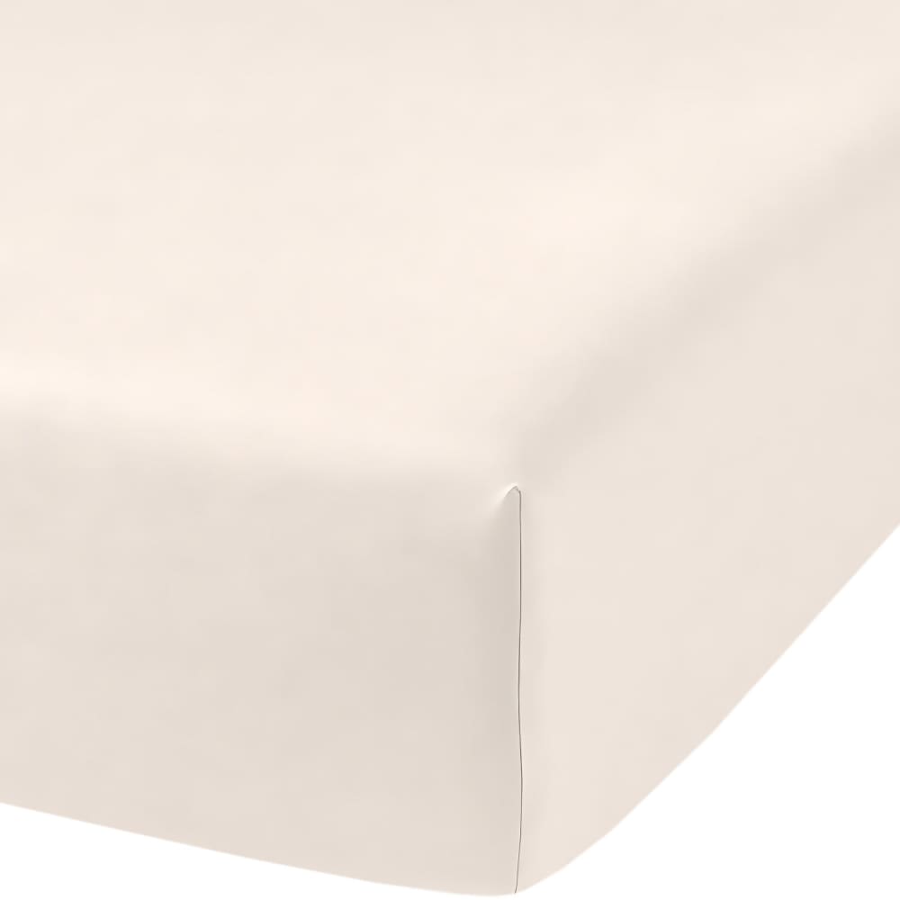 Drap housse en polyester beige sable 140x190 cm