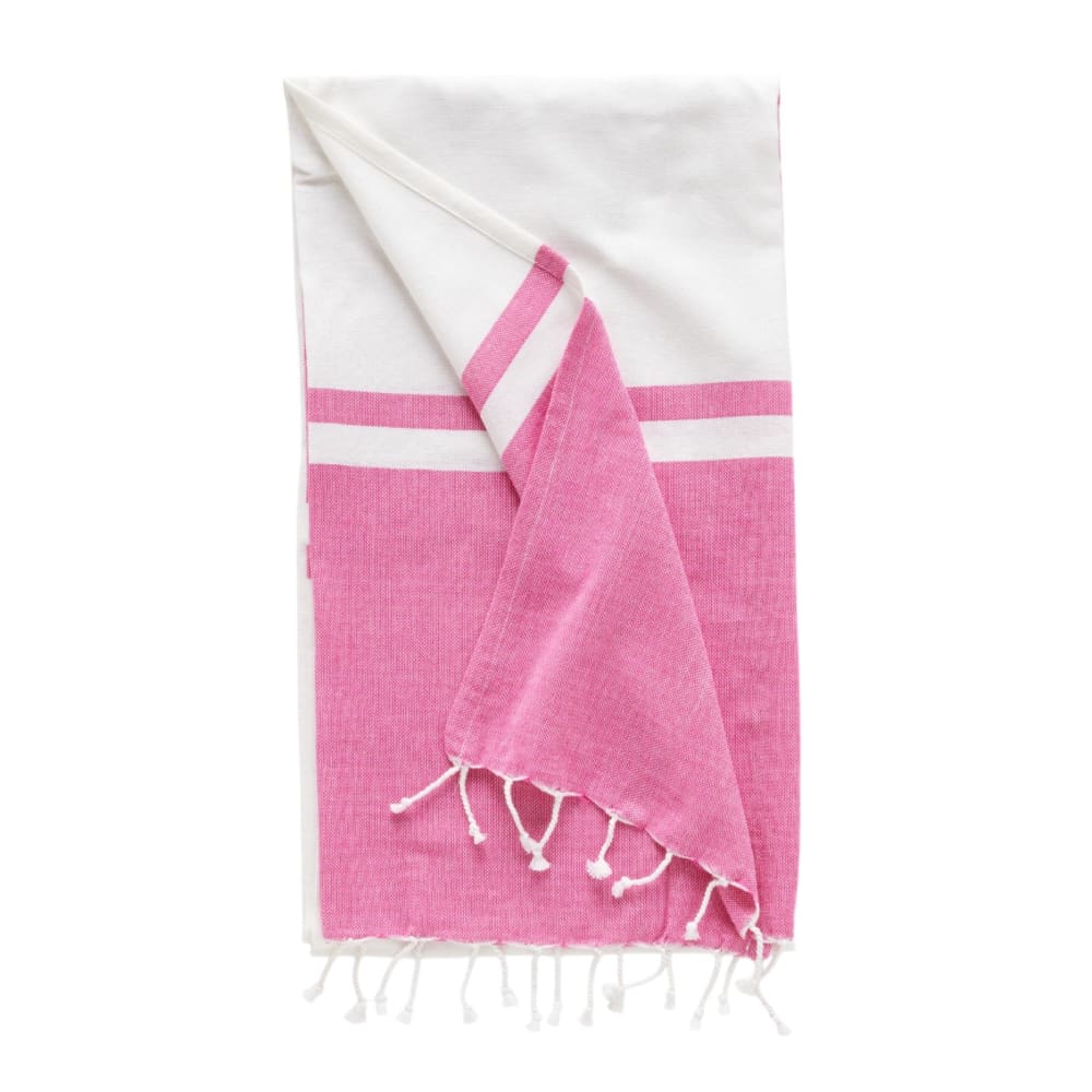 Fouta à franges bicolore coton  100x190 cm rose