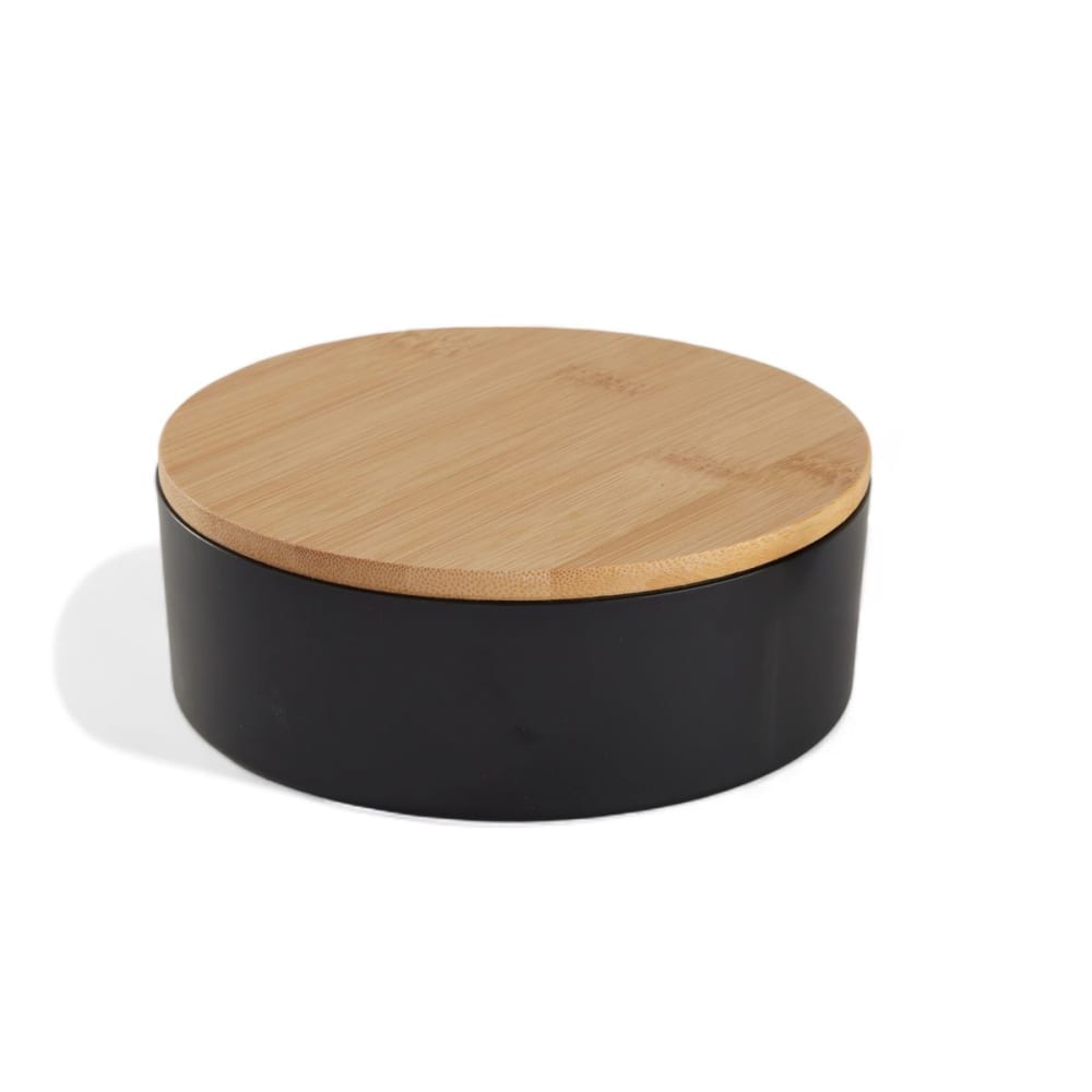 Boîte de rangement ronde avec miroir  14x5cm Noir