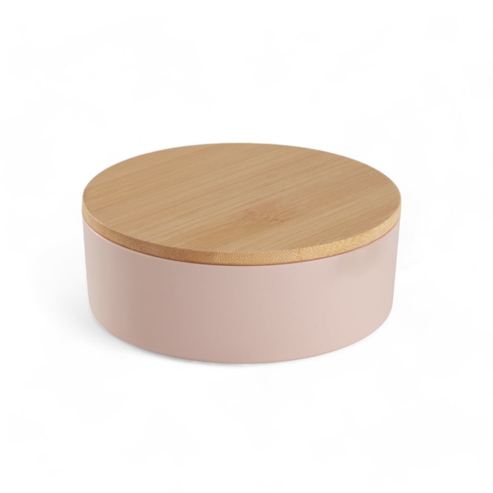 Boîte de rangement ronde avec miroir  14x5cm Rose