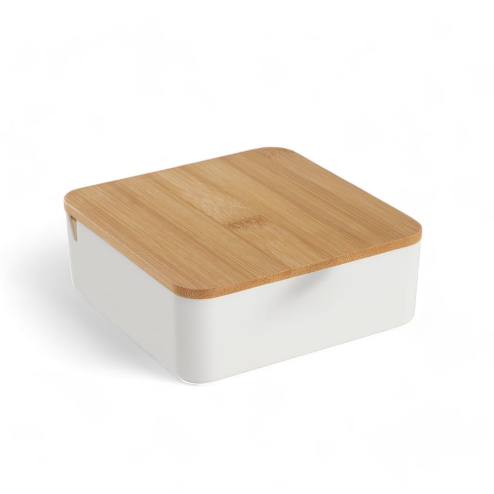 Boîte de rangement rectangulaire avec miroir  14x5cm Blanc