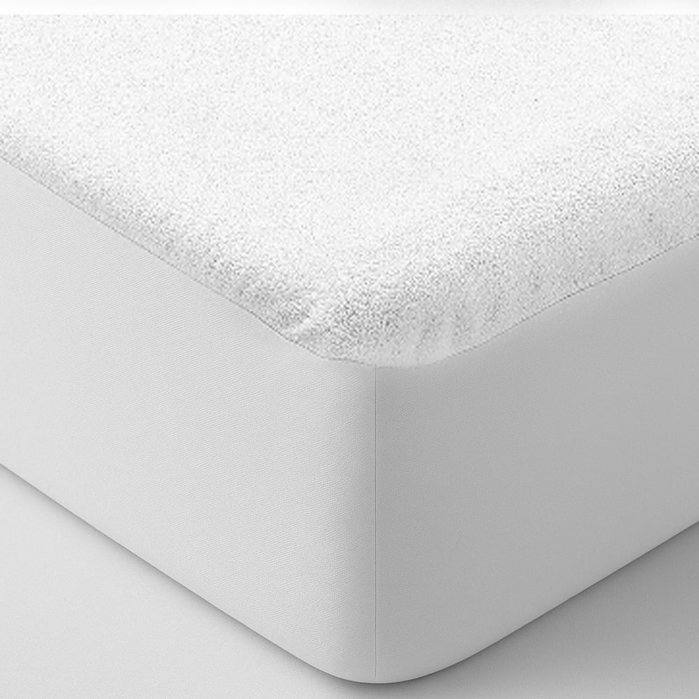 Protège matelas 160x200 cm Coton Bouclette éponge - Imperméable Blanc