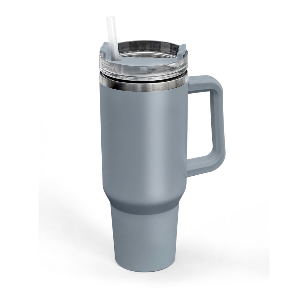 Tumbler mug isotherme avec paille en inox  10x27cm bleu