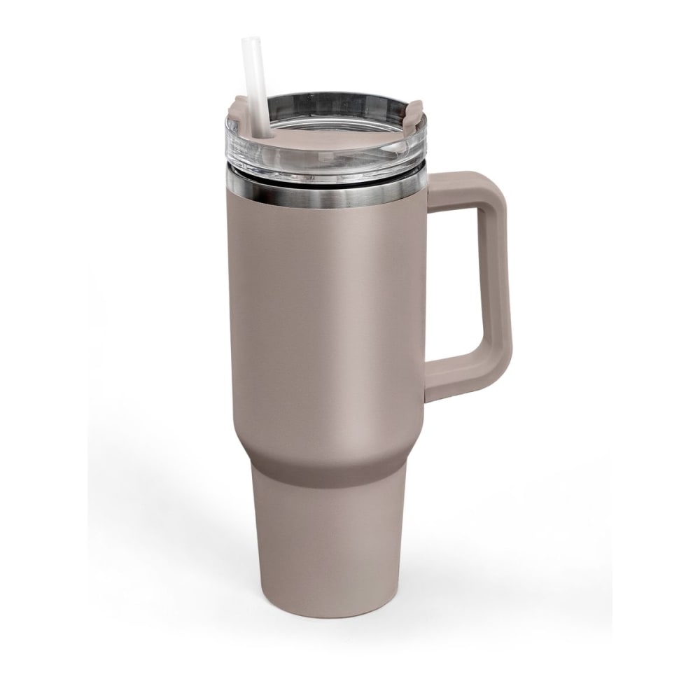 Tumbler mug isotherme avec paille en inox  10x27cm rose