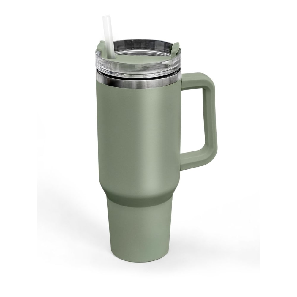 Tumbler mug isotherme avec paille en inox  10x27cm vert