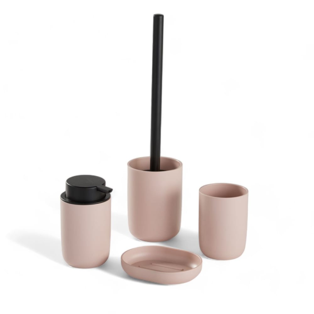 Set de 4 accessoires de salle de bain et wc  36x8cm rose