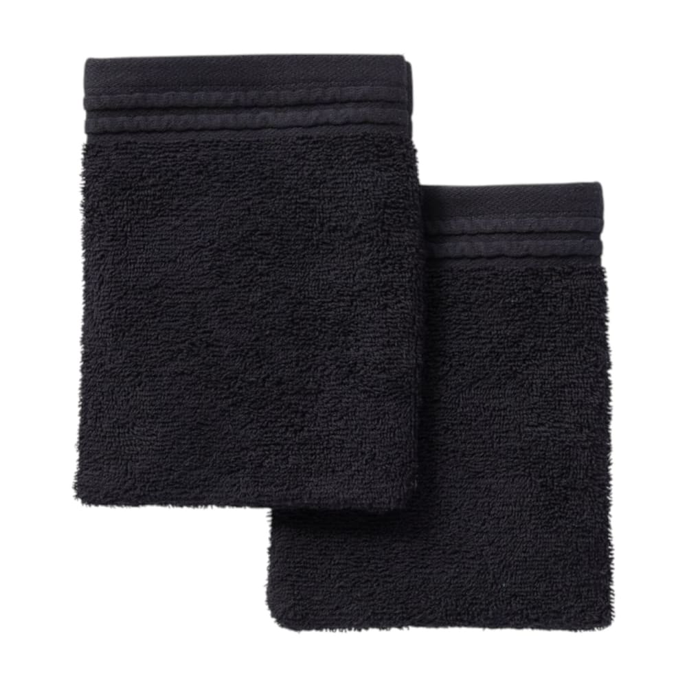 Lot de 2 gants de toilette coton uni 16x21 cm noir