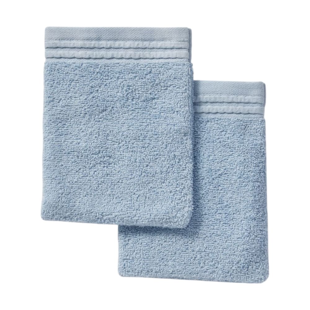 Lot de 2 gants de toilette coton uni 16x21 cm bleu